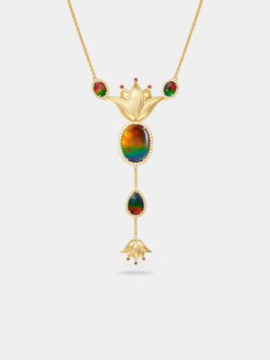 Zahra Spring Ammolite Lariat Necklace