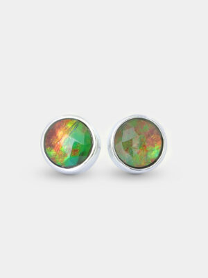 Diem Classic Round Ammolite Stud Earrings