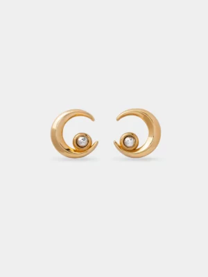 Dreamy Crescent Muonionalusta Stud Earrings
