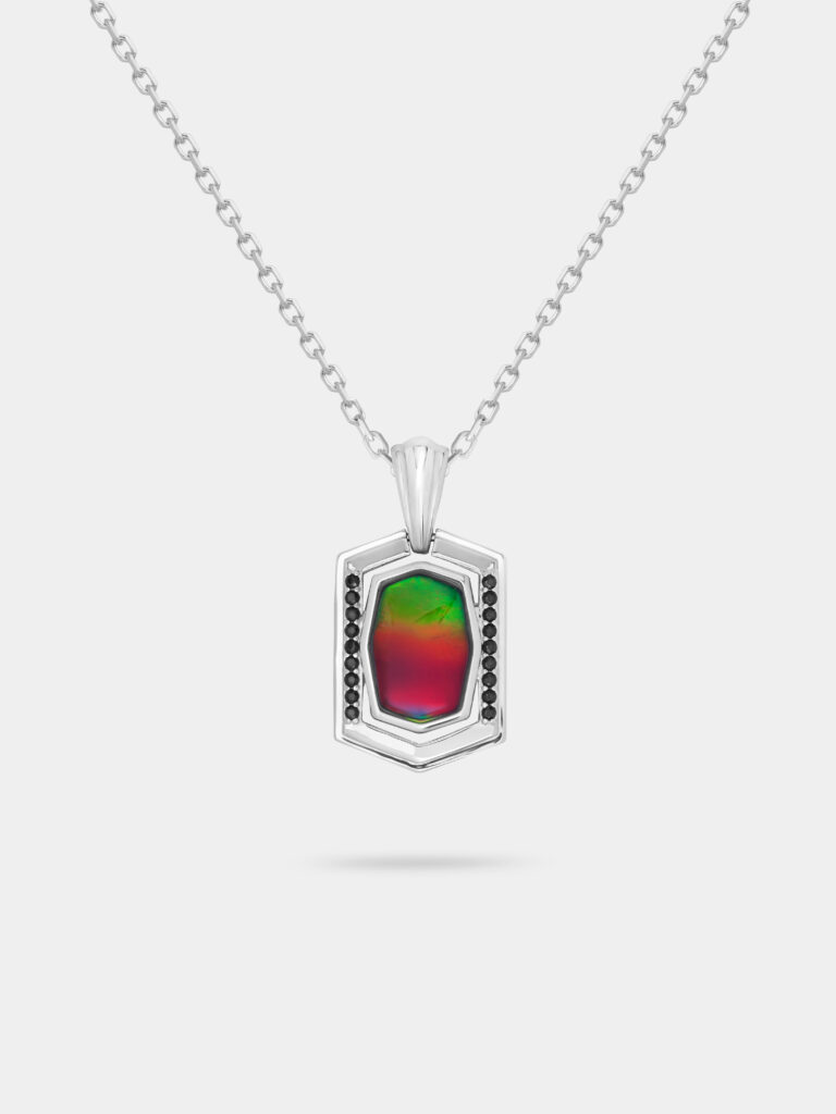 Aura Black Hexagonal Ammolite Pendant