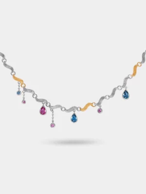 Drip Duo-Toned Multi-Sapphire Necklace