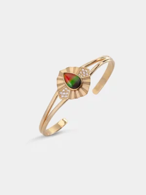 Amour Fleur 18K Gold Open Bangle 035